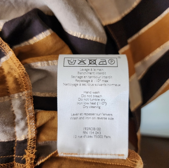 SEZANE Titiane Midi Dress, Hazel Tan & Gold Stripes, FR36/US4 - Picture 6 of 8
